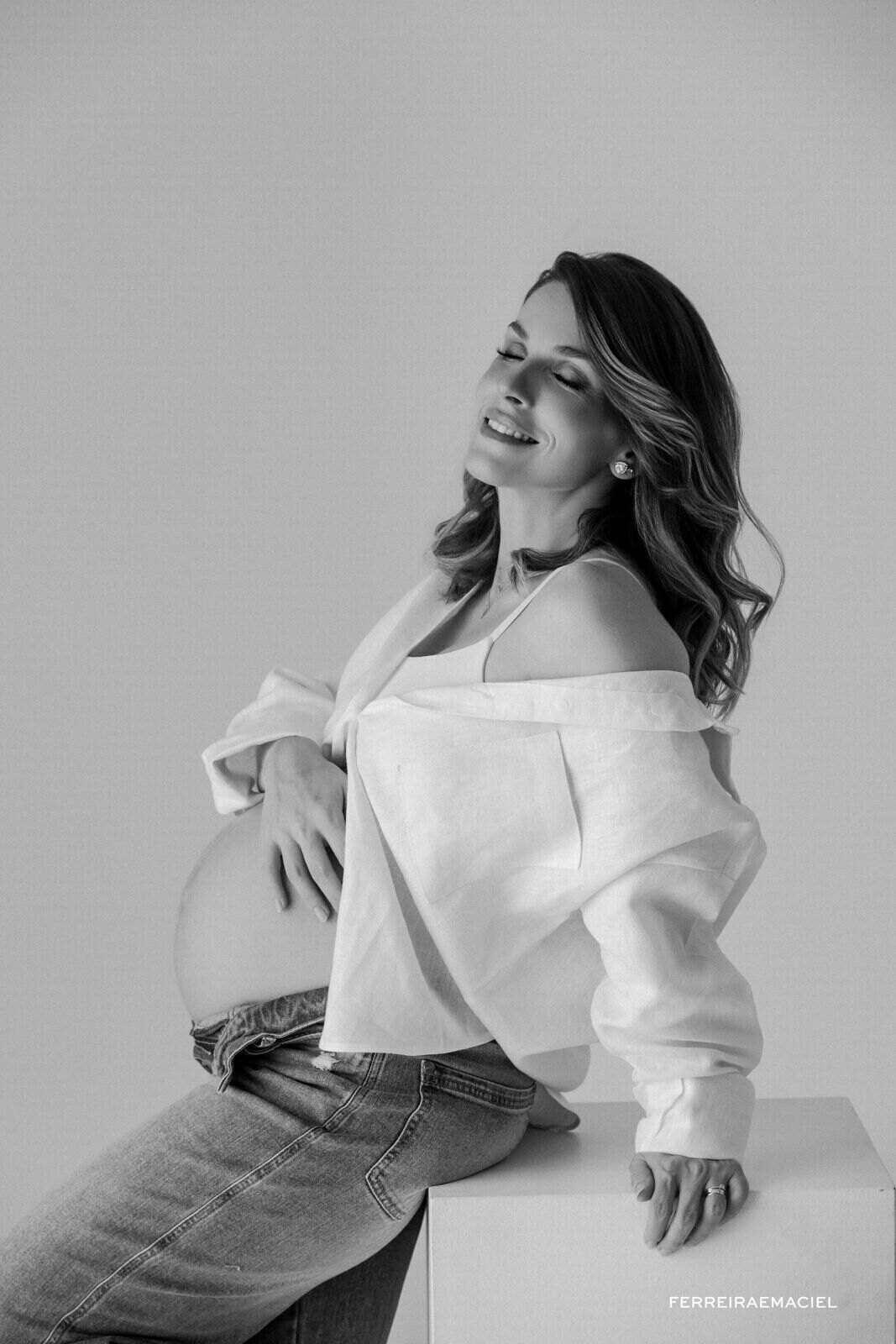 Ensaio de Gestante – Fotos de Gestante – Ensaio em Estúdio – Dábila Gobatto– Araranguá – SC