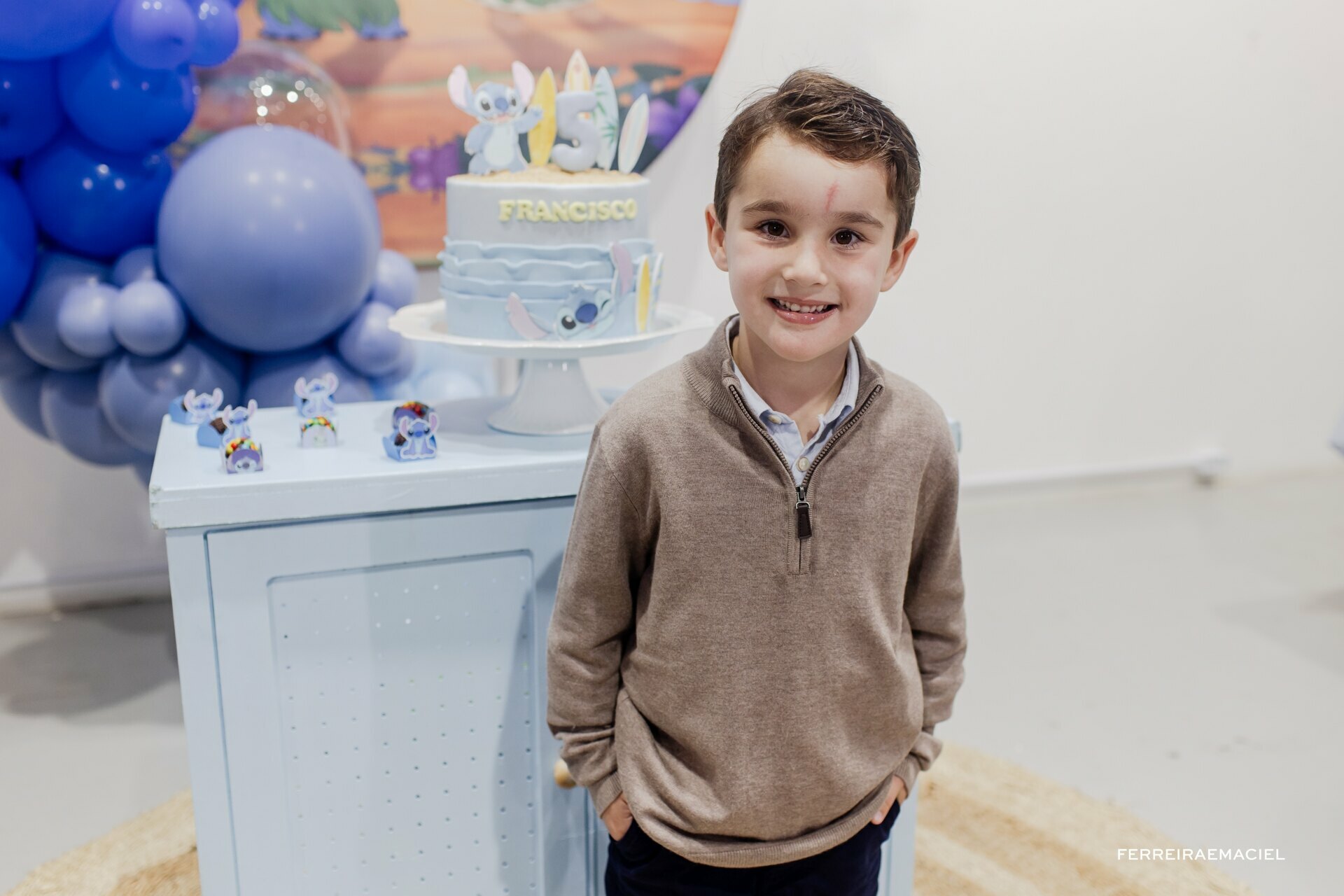 Fotografia de Aniversário Infantil – 5 Anos do Francisco – Tema Stitch – Contato Eco Park – Araranguá SC